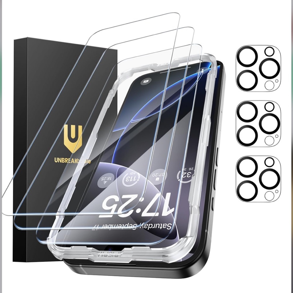 iPhone 16 PRO Tempered Glass Screen Protectors & Camera Lens Protectors (3-Pack)